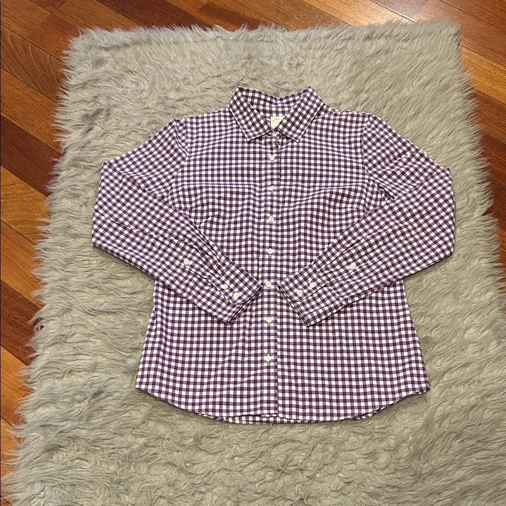 J. Crew The Perfect Shirt Men’s Checkered Button Down Shirt - Purple‎ and White
